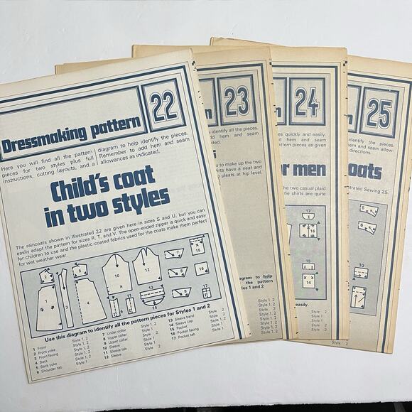 Vintage Designer Sewing Patterns Uncut Lot Of 4 Childs Coat Skirts Shirts - Picture 1 of 9